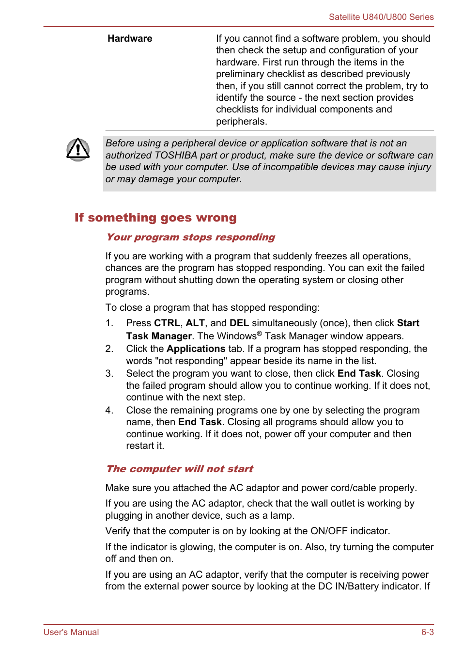 If something goes wrong | Toshiba Satellite U840 User Manual | Page 88 / 123
