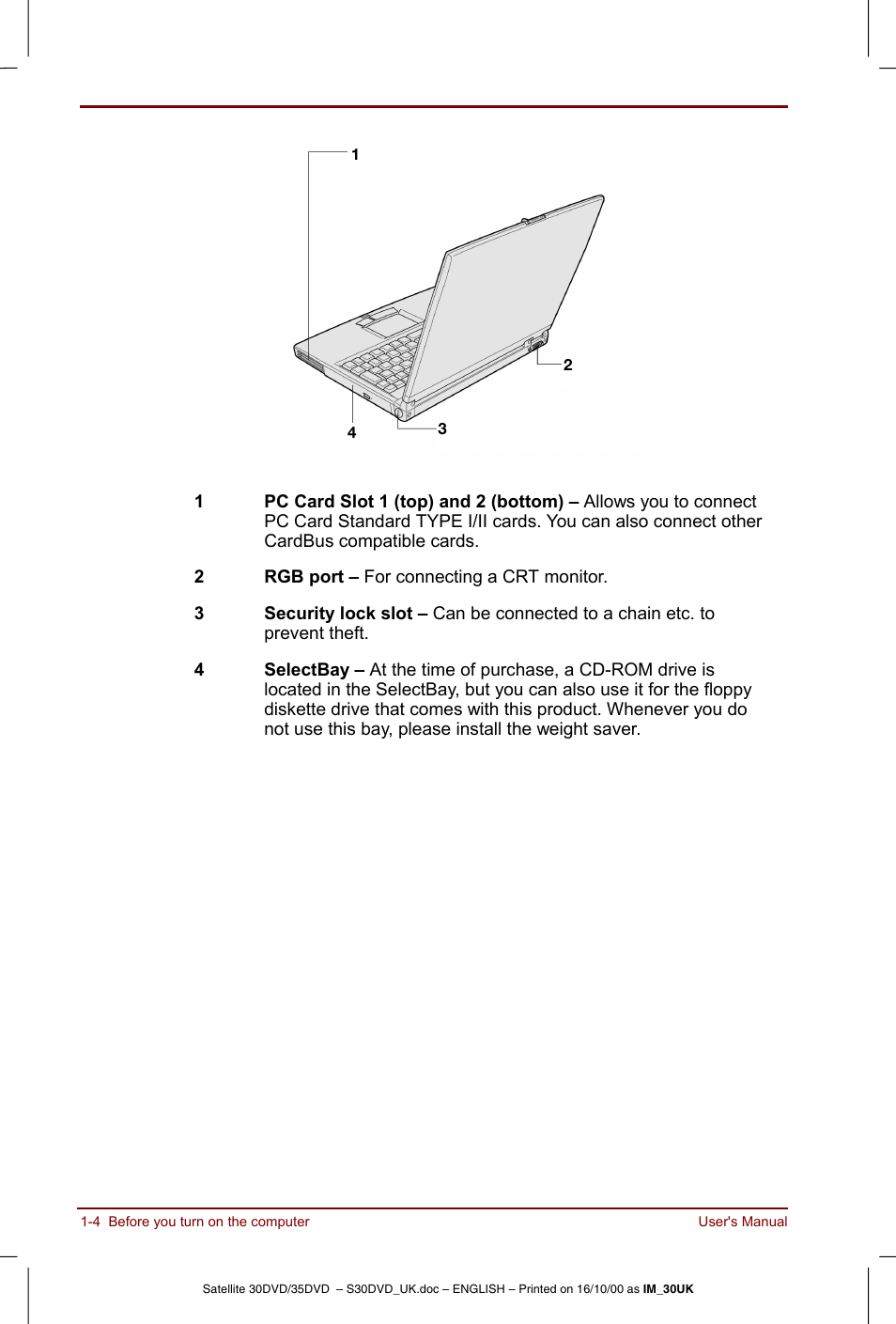 Toshiba Satellite 31 User Manual | Page 20 / 142