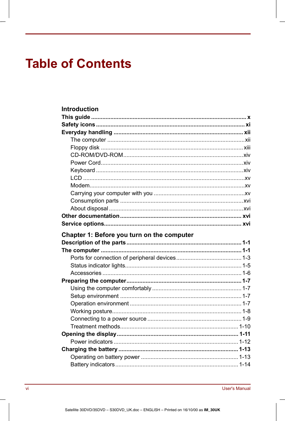 Toshiba Satellite 31 User Manual | Page 6 / 142