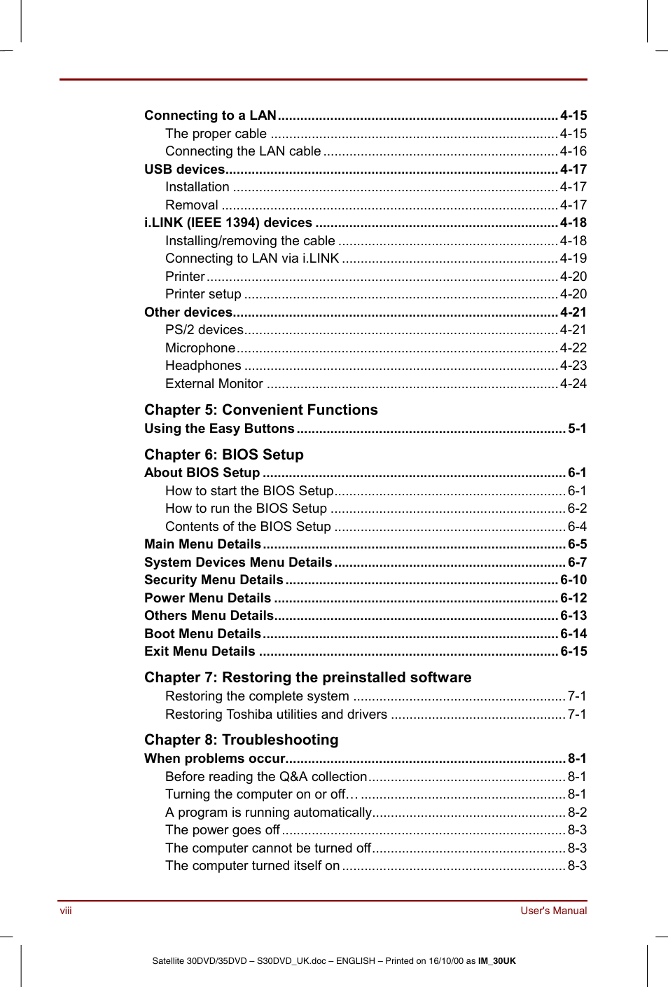 Toshiba Satellite 31 User Manual | Page 8 / 142