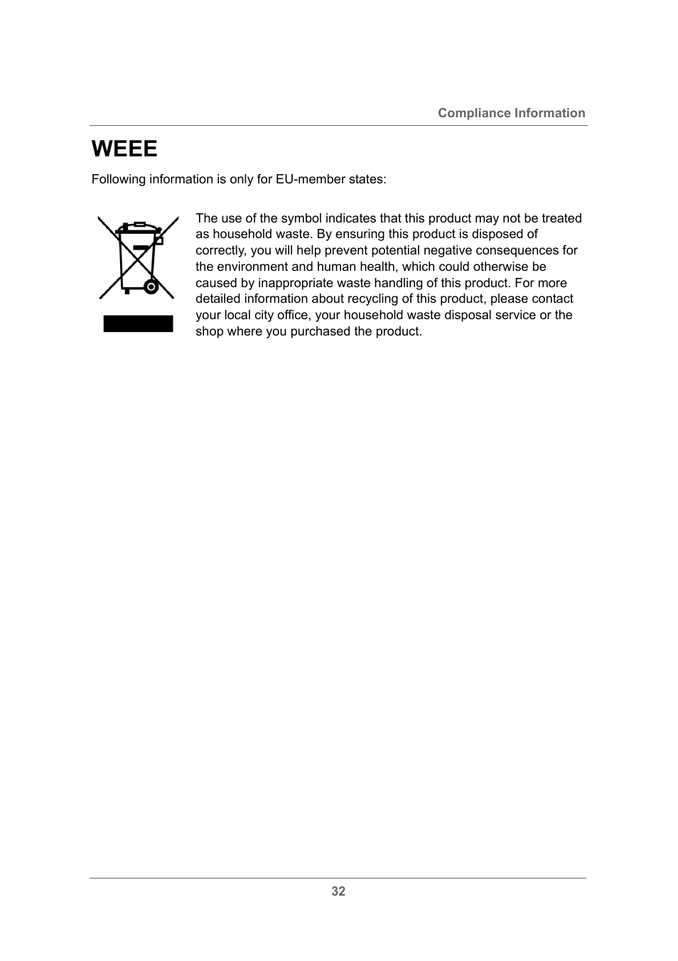 Weee | Toshiba USB Hybrid TV Tuner User Manual | Page 35 / 35