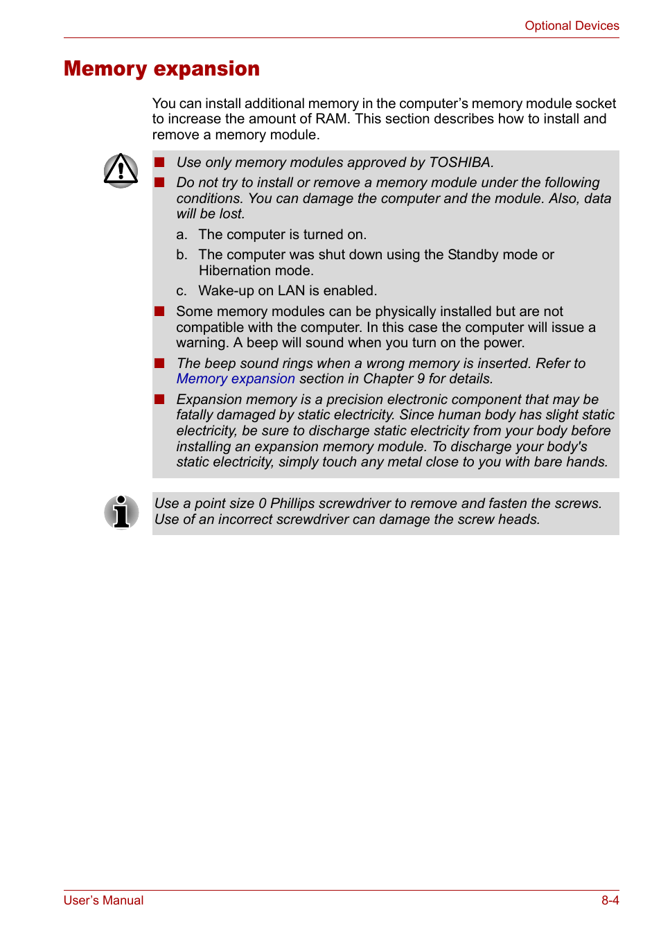 Memory expansion, Memory expansion -4, Section in | Toshiba Tecra A3X User Manual | Page 123 / 193