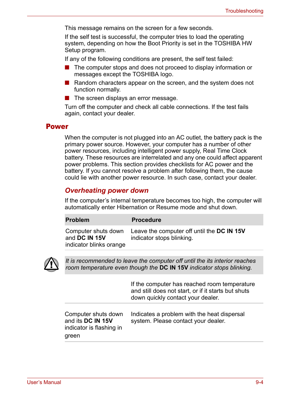 Power | Toshiba Tecra A3X User Manual | Page 136 / 193