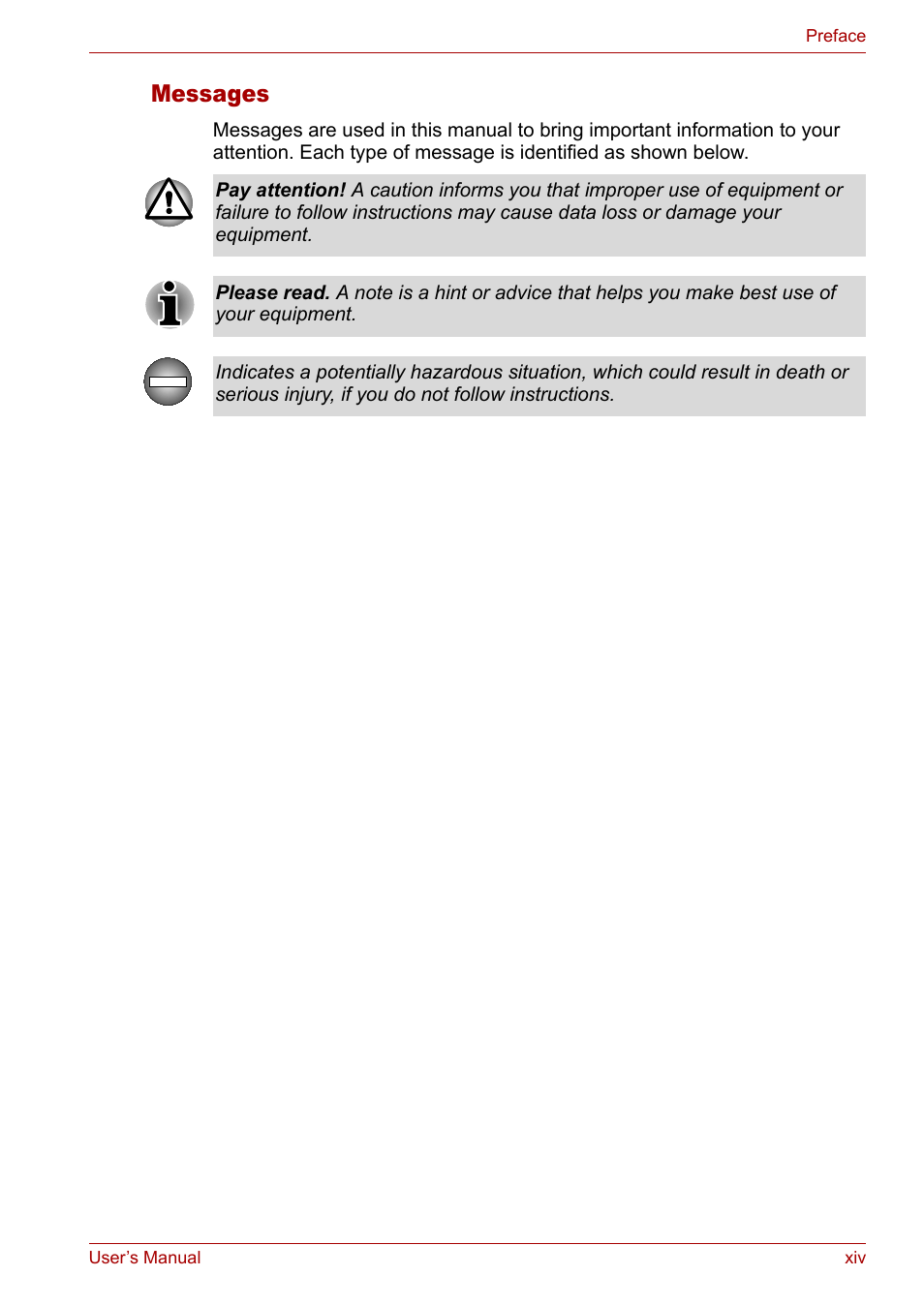 Messages | Toshiba Tecra A3X User Manual | Page 14 / 193