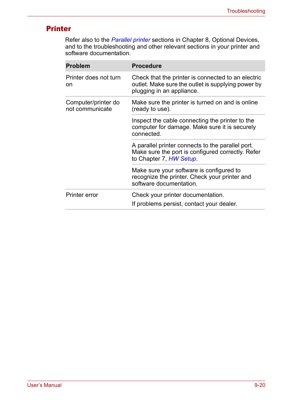 Printer | Toshiba Tecra A3X User Manual | Page 152 / 193