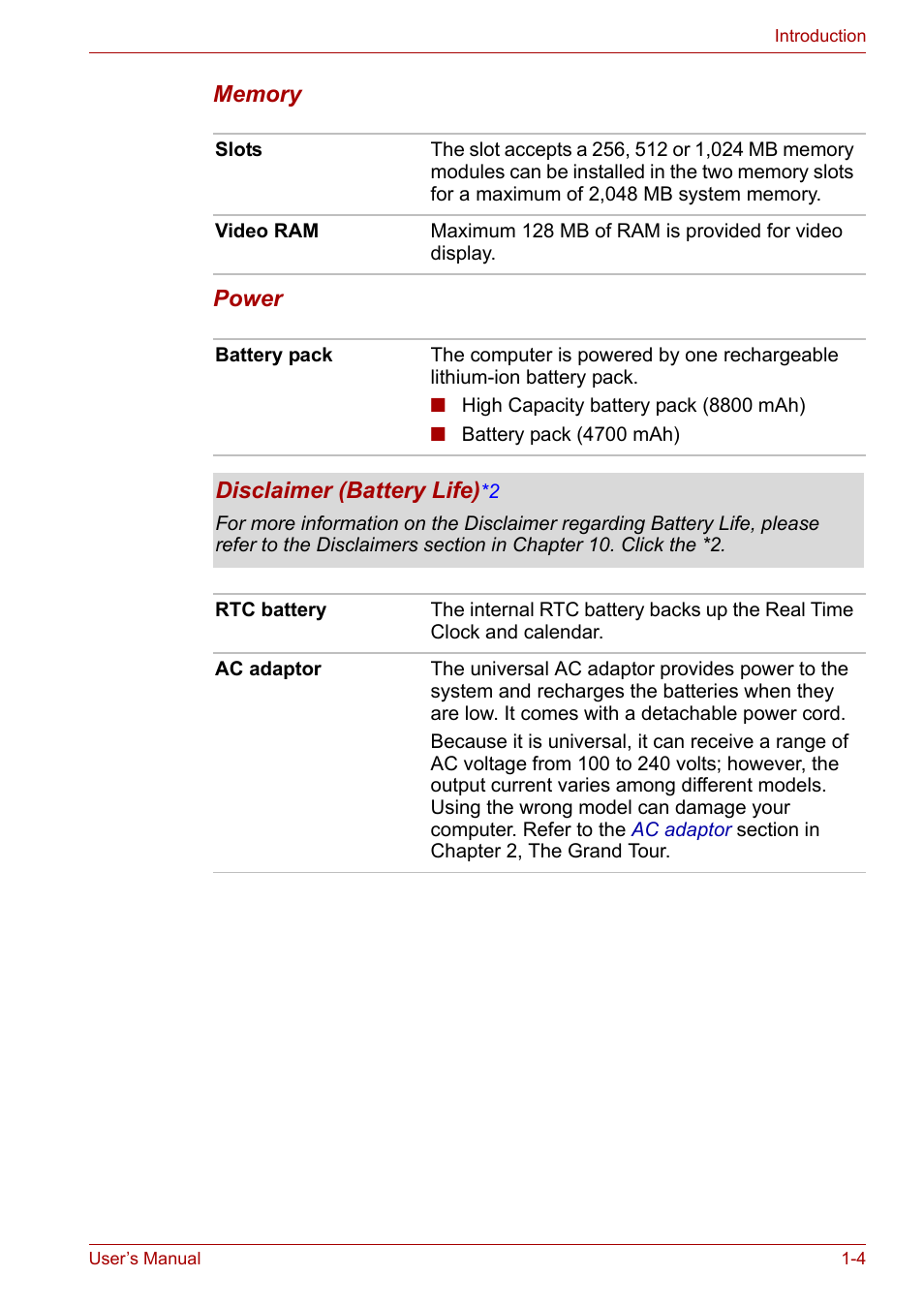 Toshiba Tecra A3X User Manual | Page 20 / 193