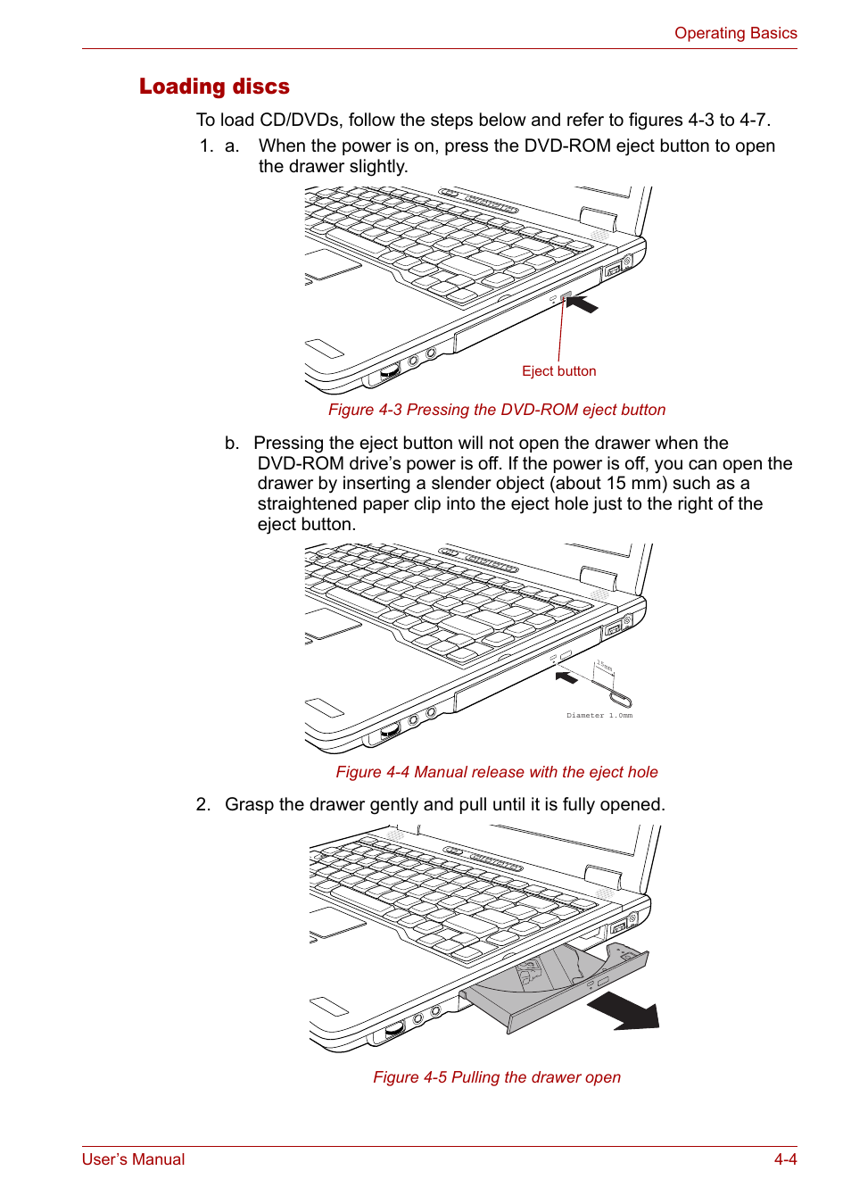 Loading discs | Toshiba Tecra A3X User Manual | Page 64 / 193
