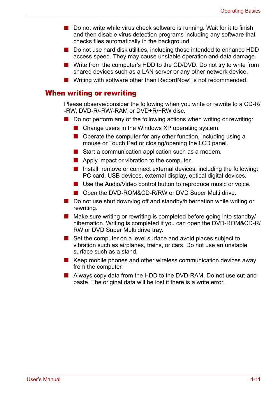 When writing or rewriting | Toshiba Tecra A3X User Manual | Page 71 / 193