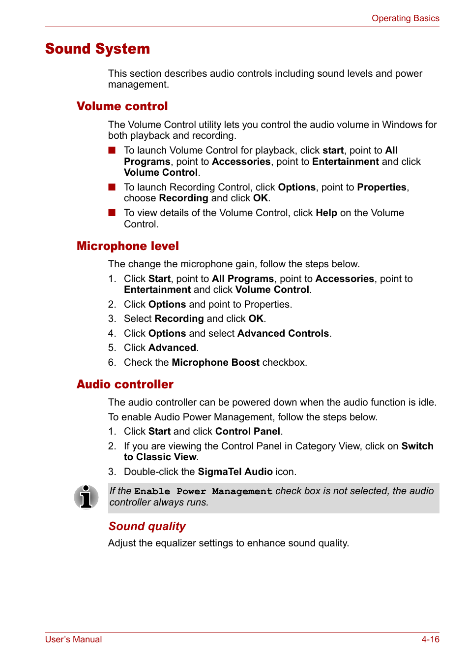 Sound system, Sound system -16 | Toshiba Tecra A3X User Manual | Page 76 / 193