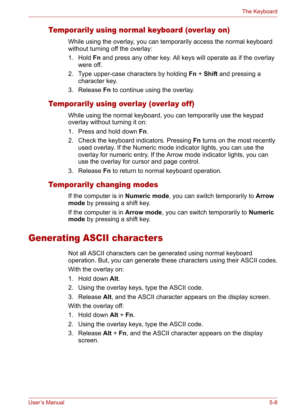 Generating ascii characters, Generating ascii characters -8 | Toshiba Tecra A3X User Manual | Page 92 / 193