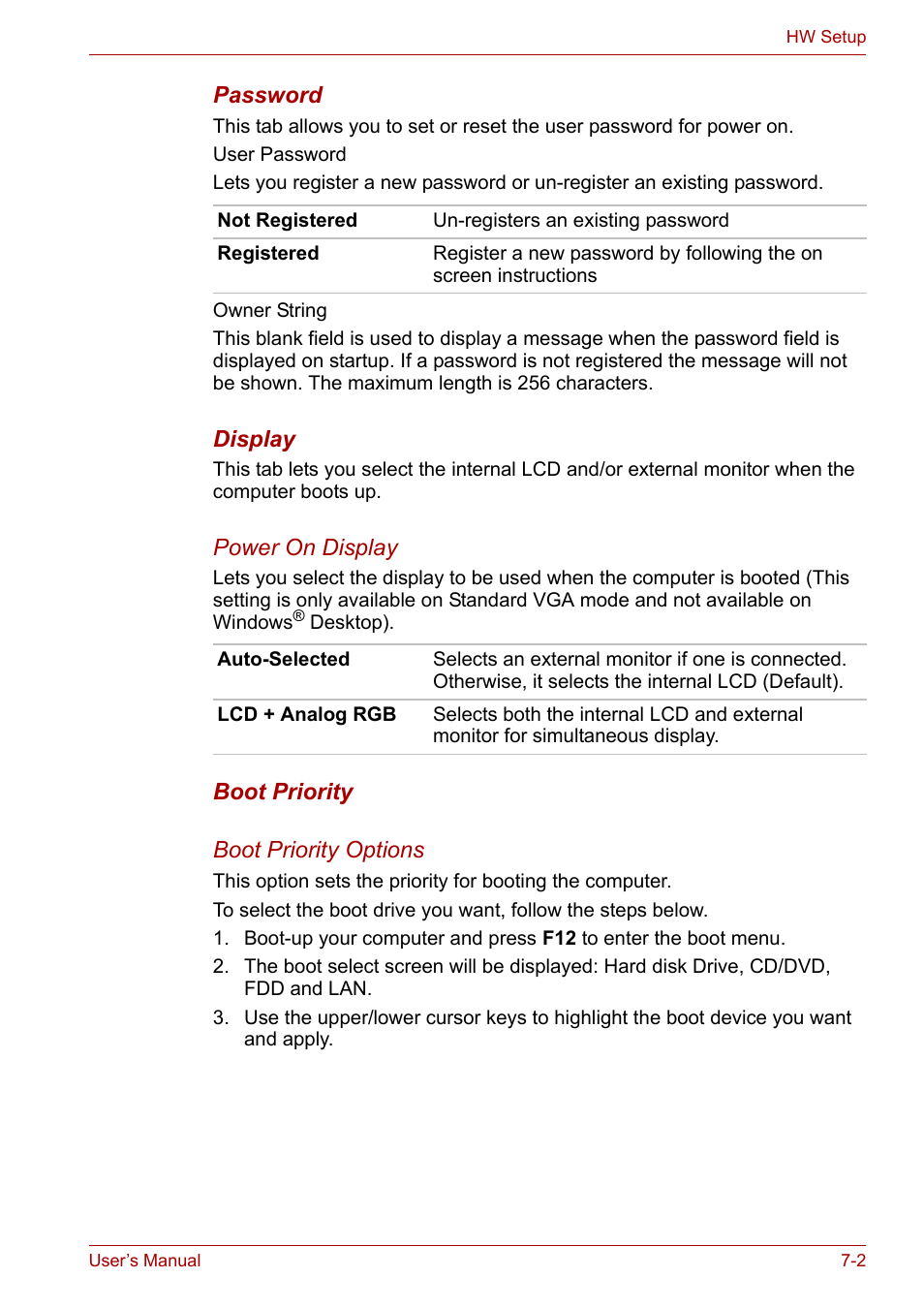 Boot priority | Toshiba SATELLITE U400 User Manual | Page 116 / 177