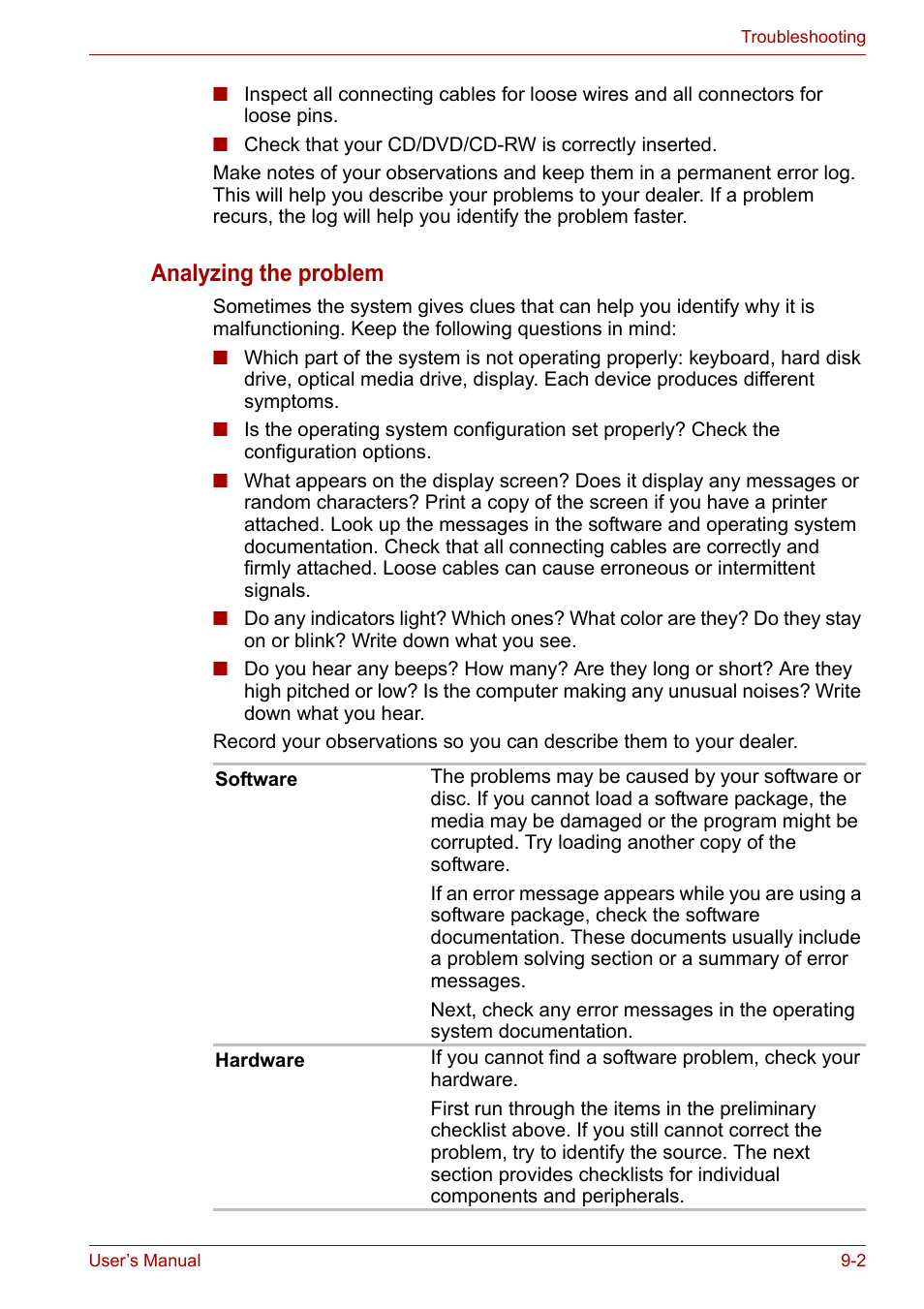 Analyzing the problem | Toshiba SATELLITE U400 User Manual | Page 132 / 177