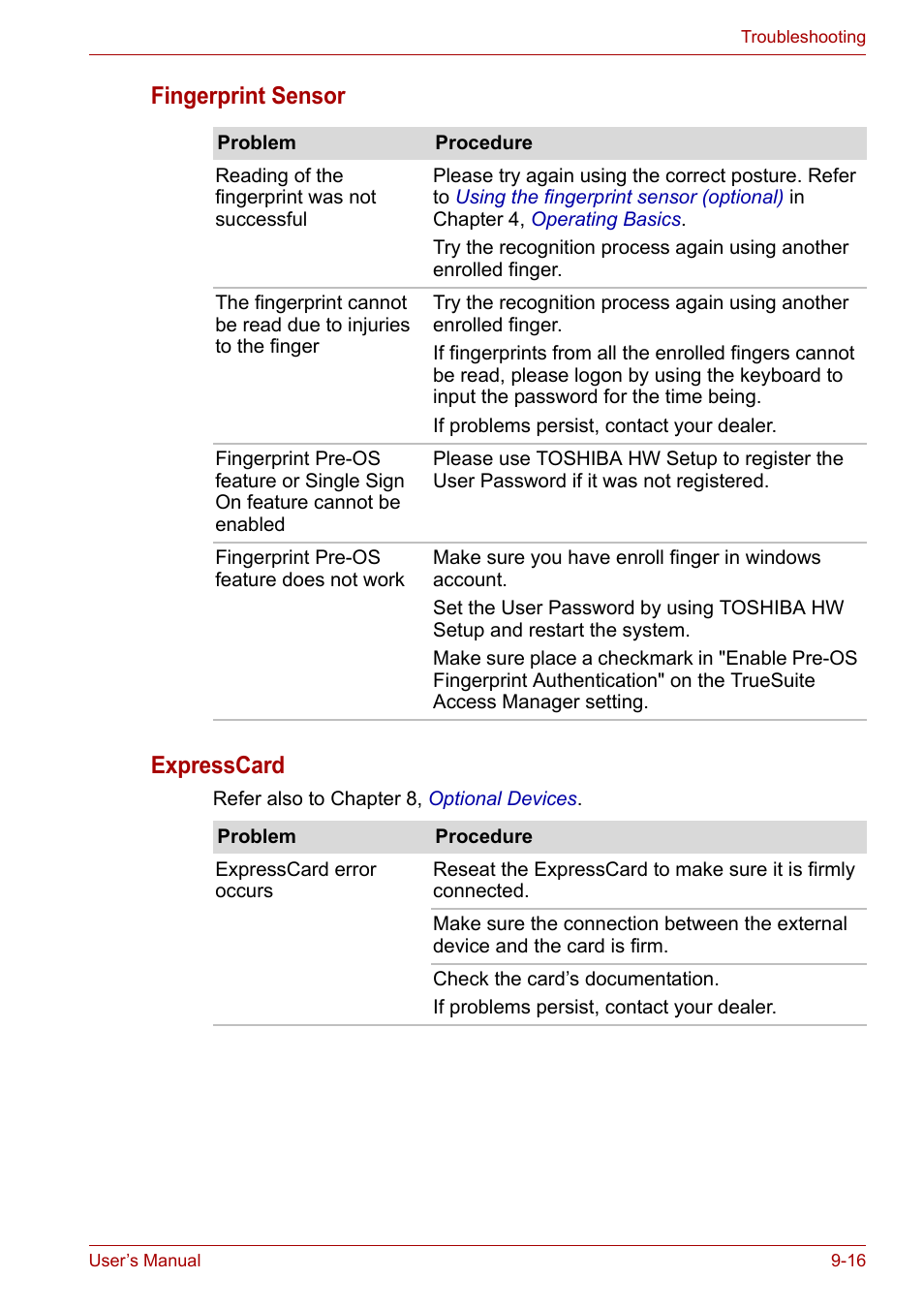Fingerprint sensor expresscard | Toshiba SATELLITE U400 User Manual | Page 146 / 177