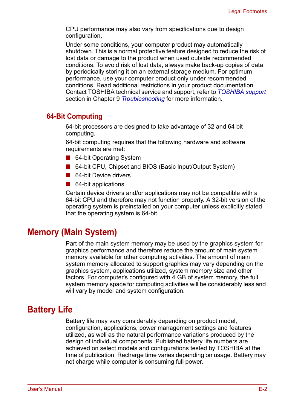 Battery life, Bit computing | Toshiba SATELLITE U400 User Manual | Page 158 / 177