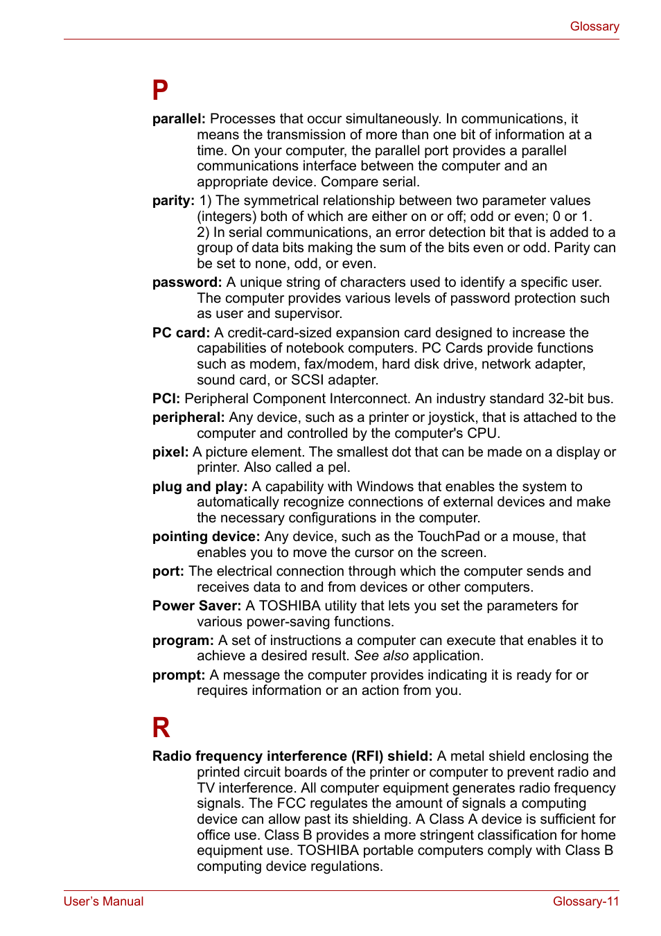 Toshiba SATELLITE U400 User Manual | Page 172 / 177