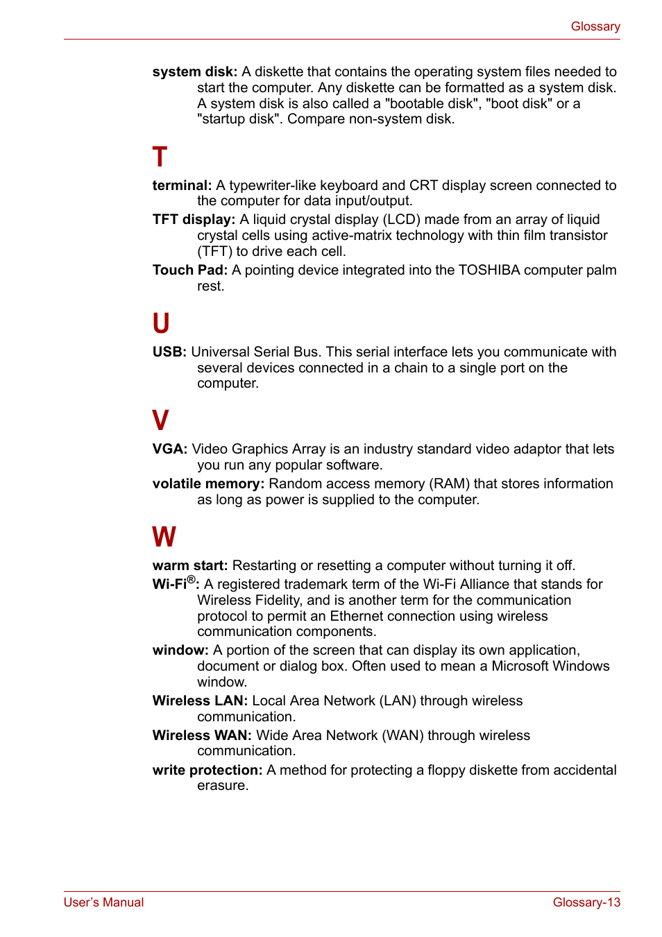 Toshiba SATELLITE U400 User Manual | Page 174 / 177