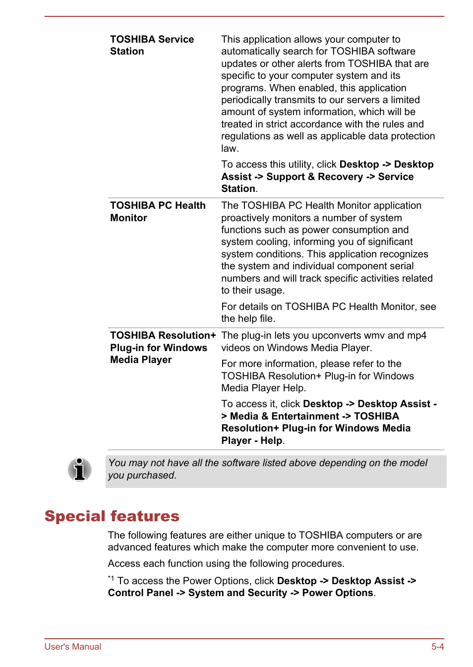 Special features, Special features -4 | Toshiba Qosmio DX730 User Manual | Page 108 / 143
