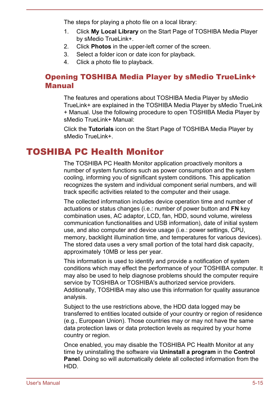 Toshiba pc health monitor, Toshiba pc health monitor -15 | Toshiba Qosmio DX730 User Manual | Page 119 / 143