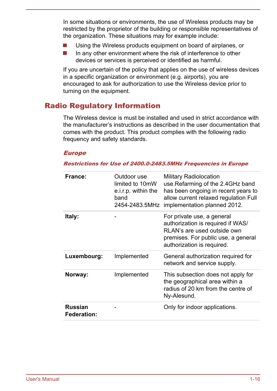 Radio regulatory information | Toshiba Qosmio DX730 User Manual | Page 19 / 143