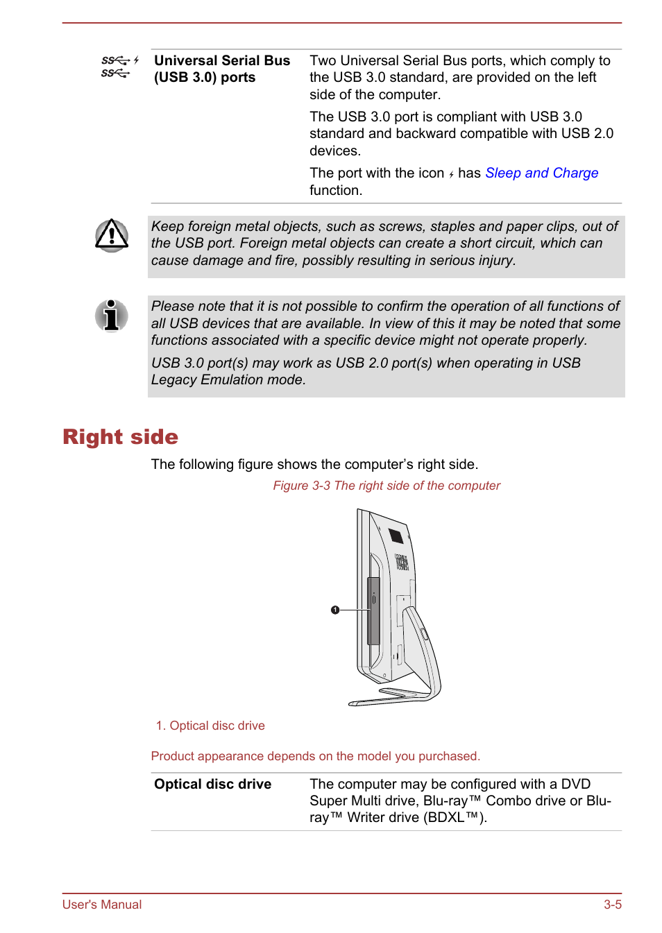 Right side, Right side -5 | Toshiba Qosmio DX730 User Manual | Page 44 / 143