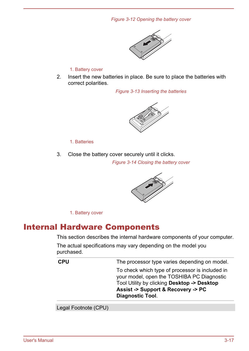 Internal hardware components, Internal hardware components -17 | Toshiba Qosmio DX730 User Manual | Page 56 / 143