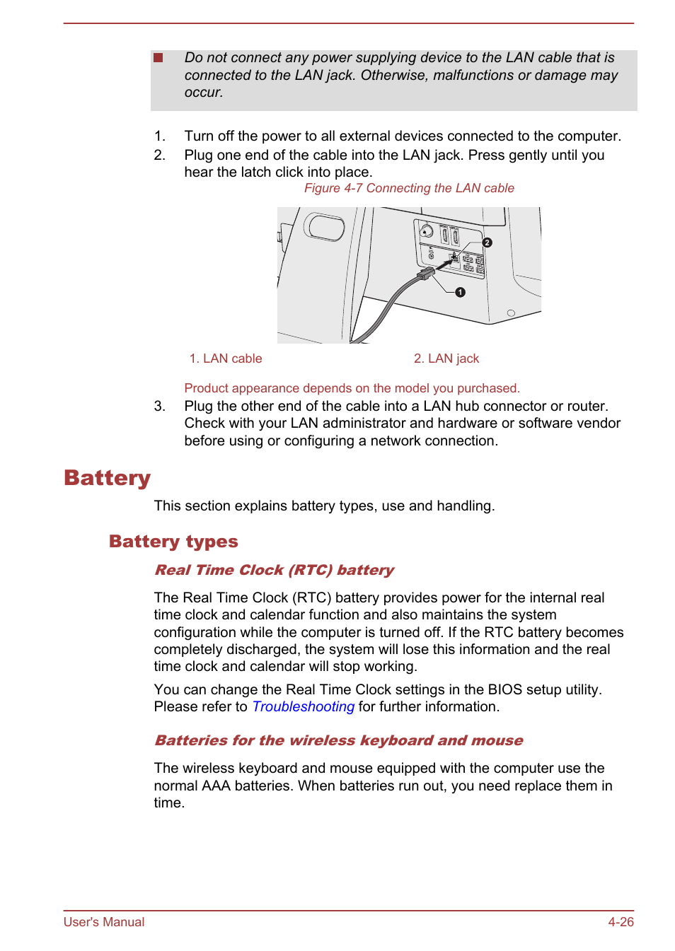 Battery, Battery types, Battery -26 | Toshiba Qosmio DX730 User Manual | Page 87 / 143