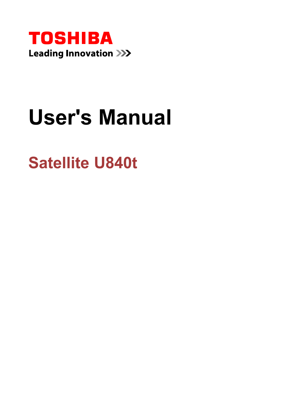 Toshiba Satellite U840T User Manual | 108 pages