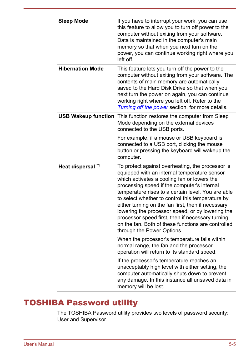Toshiba password utility, Toshiba password utility -5 | Toshiba Satellite U840T User Manual | Page 62 / 108