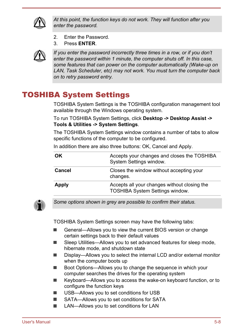 Toshiba system settings, Toshiba system settings -8 | Toshiba Satellite U840T User Manual | Page 65 / 108