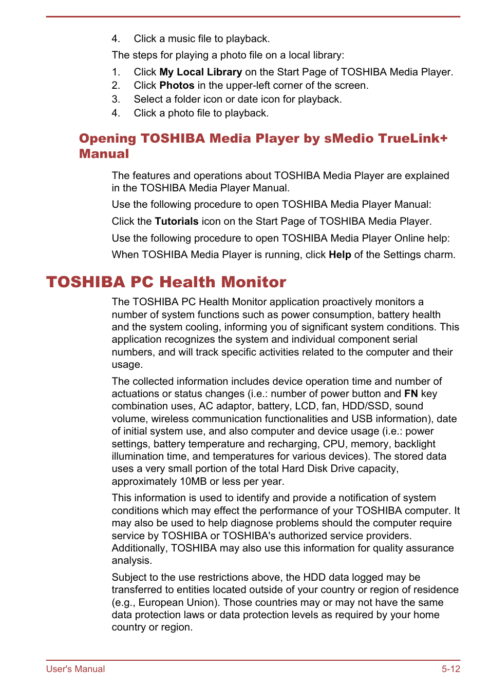 Toshiba pc health monitor, Toshiba pc health monitor -12 | Toshiba Satellite U840T User Manual | Page 69 / 108