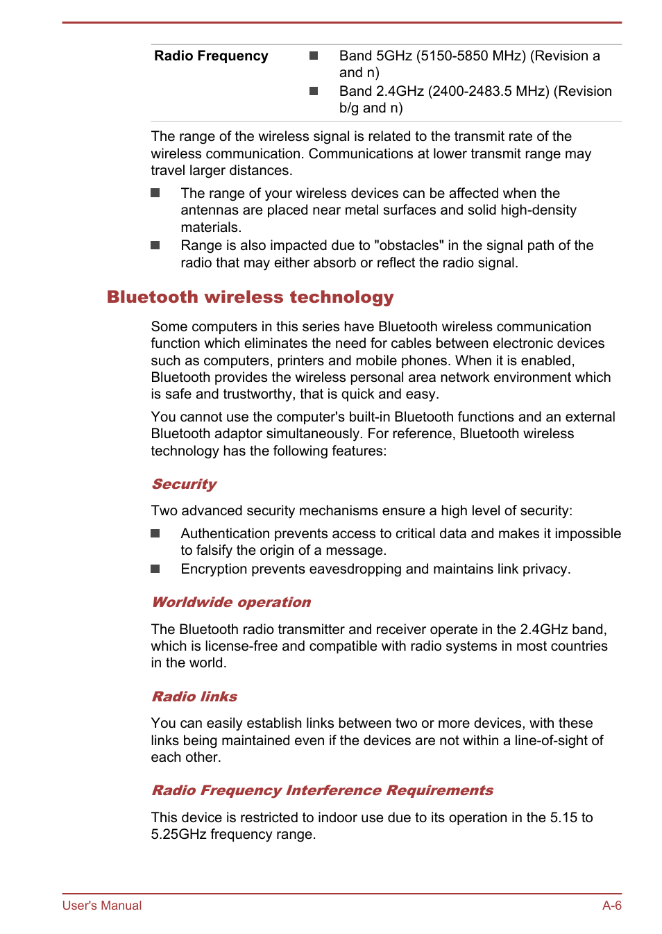 Bluetooth wireless technology | Toshiba Satellite U840T User Manual | Page 94 / 108