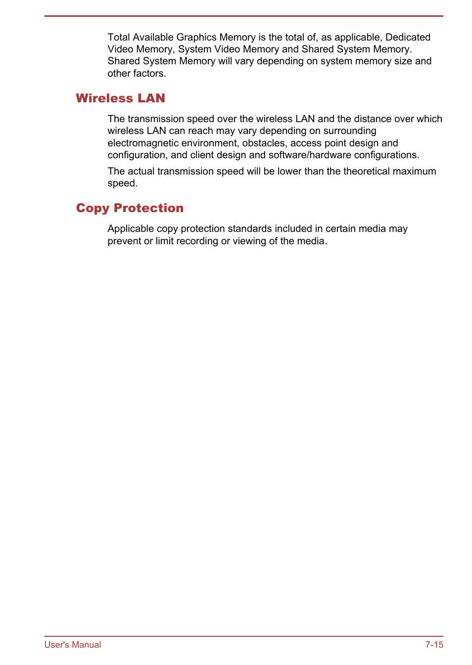 Wireless lan, Copy protection | Toshiba Portege Z10T-A User Manual | Page 136 / 139