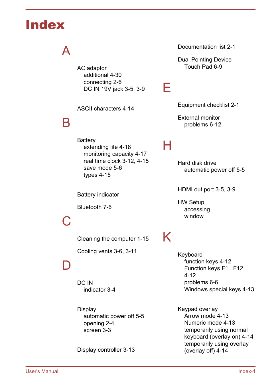 Index, Index a | Toshiba Portege Z10T-A User Manual | Page 137 / 139