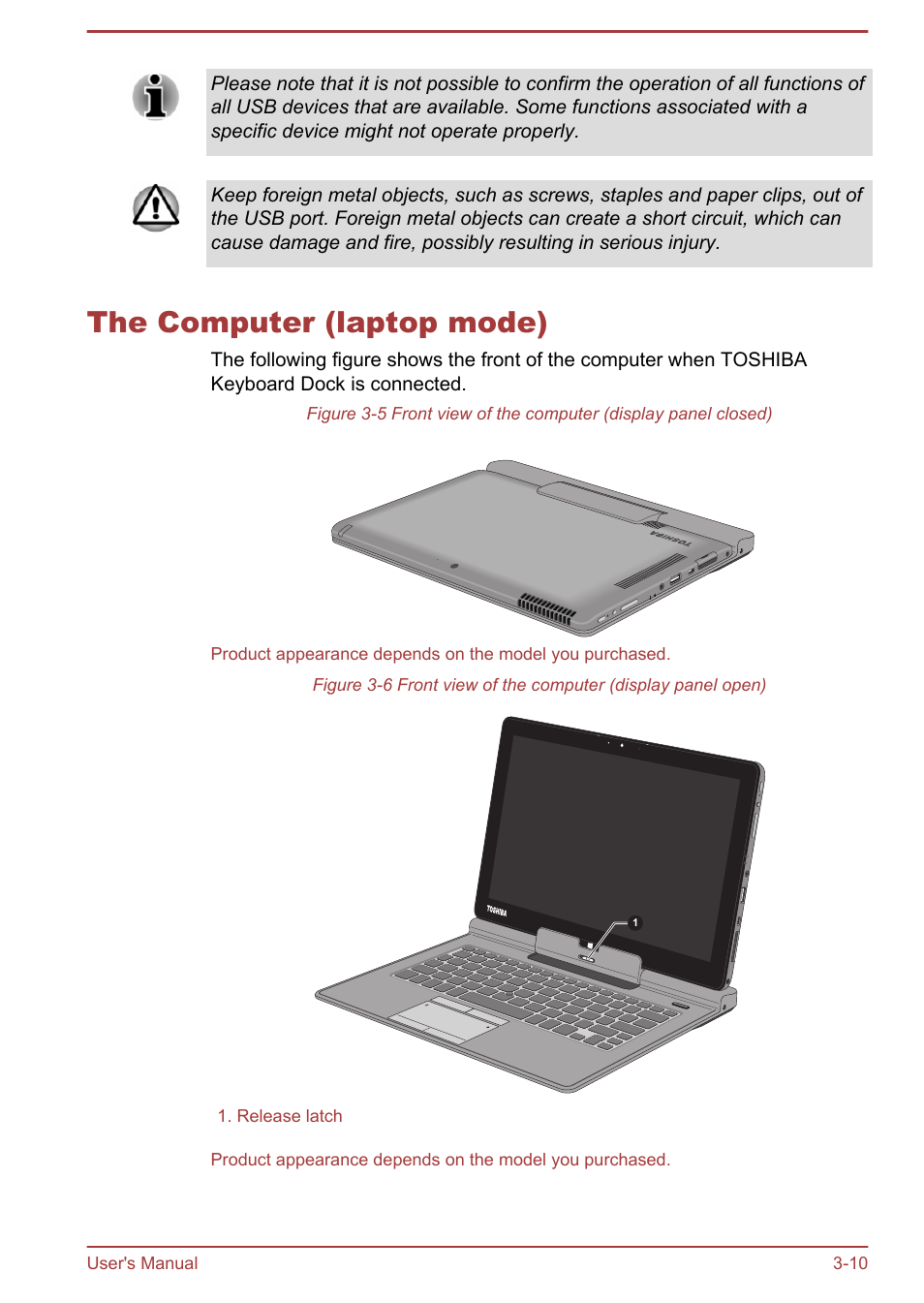 The computer (laptop mode), The computer (laptop mode) -10 | Toshiba Portege Z10T-A User Manual | Page 45 / 139