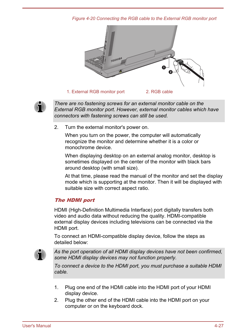 Hdmi port, The hdmi port | Toshiba Portege Z10T-A User Manual | Page 79 / 139