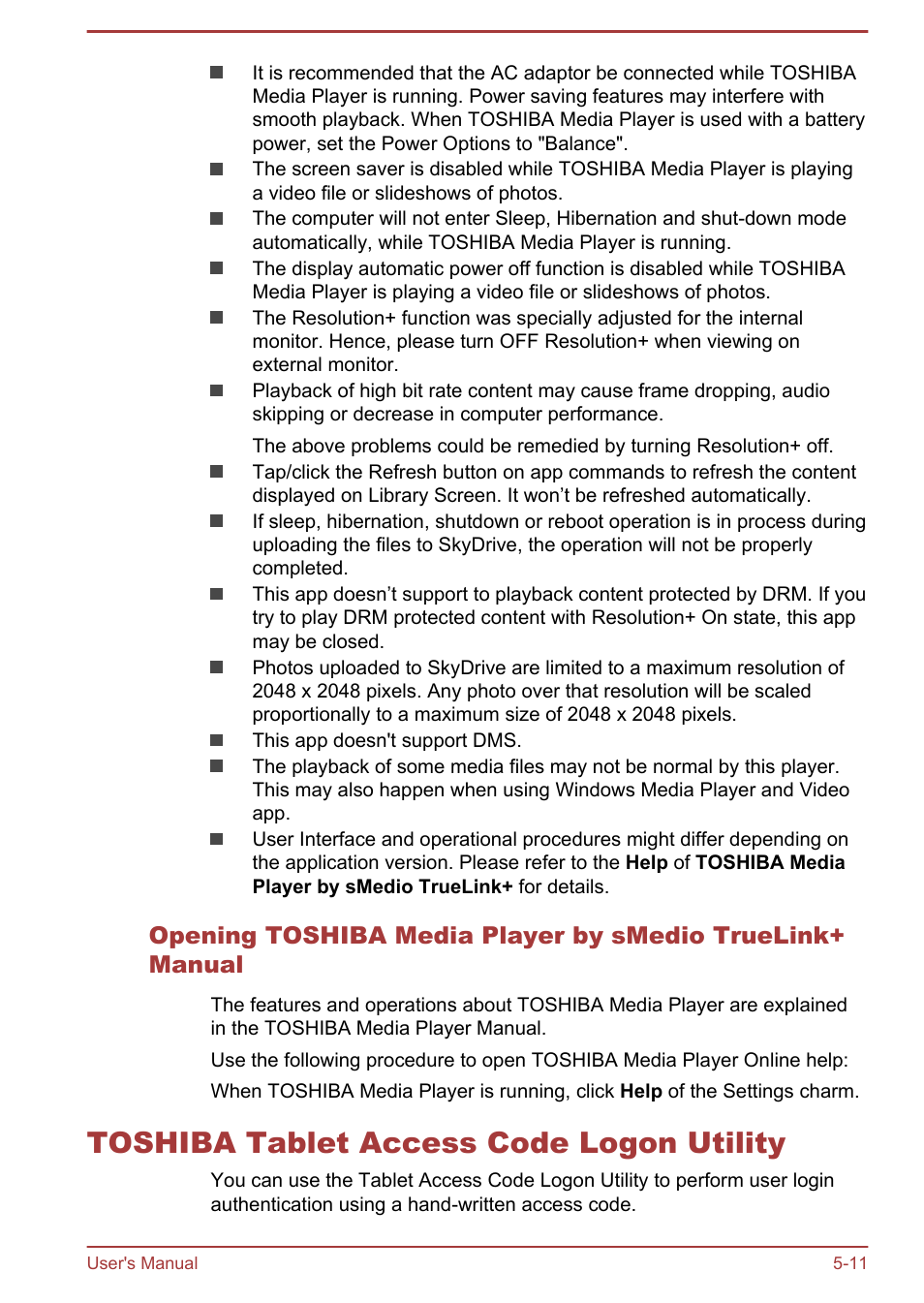 Toshiba tablet access code logon utility, Toshiba tablet access code logon utility -11 | Toshiba Portege Z10T-A User Manual | Page 95 / 139