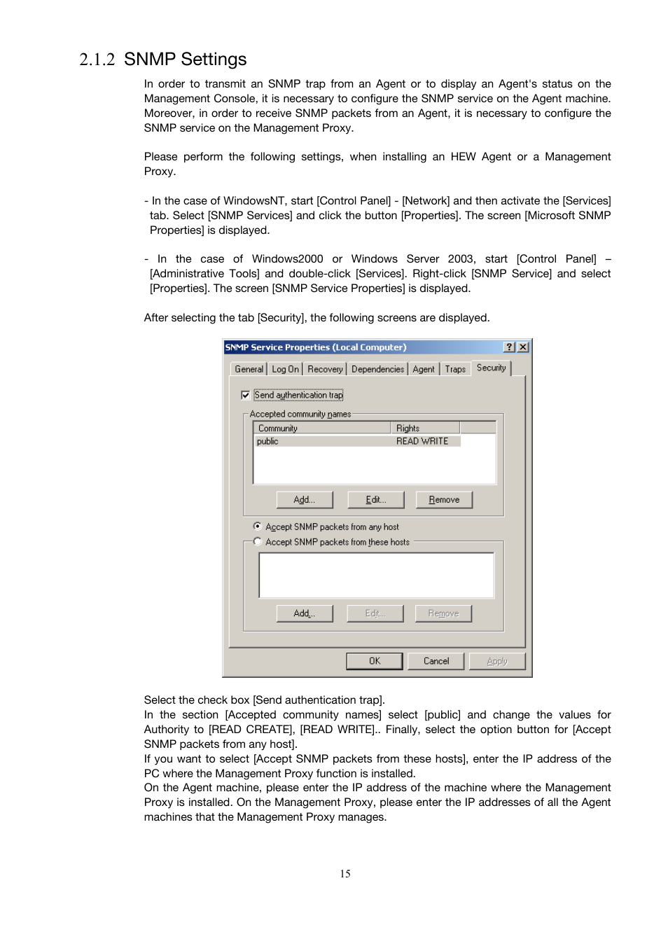 Snmp settings, 2 snmp settings | Toshiba Magnia 3200 User Manual | Page 25 / 145