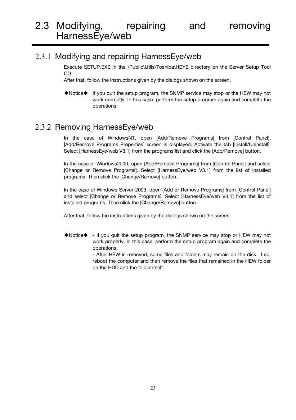 Modifying, repairing and removing harnesseye/web, Modifying and repairing harnesseye/web, Removing harnesseye/web | 3 modifying, repairing and removing harnesseye/web, 1 modifying and repairing harnesseye/web, 2 removing harnesseye/web | Toshiba Magnia 3200 User Manual | Page 33 / 145