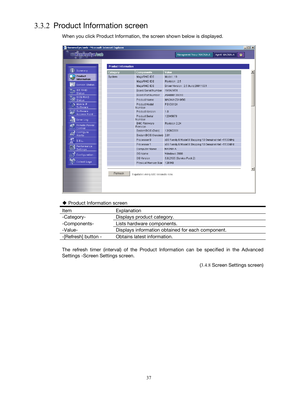 Product information screen, 2 product information screen), 2 product information screen | Toshiba Magnia 3200 User Manual | Page 47 / 145