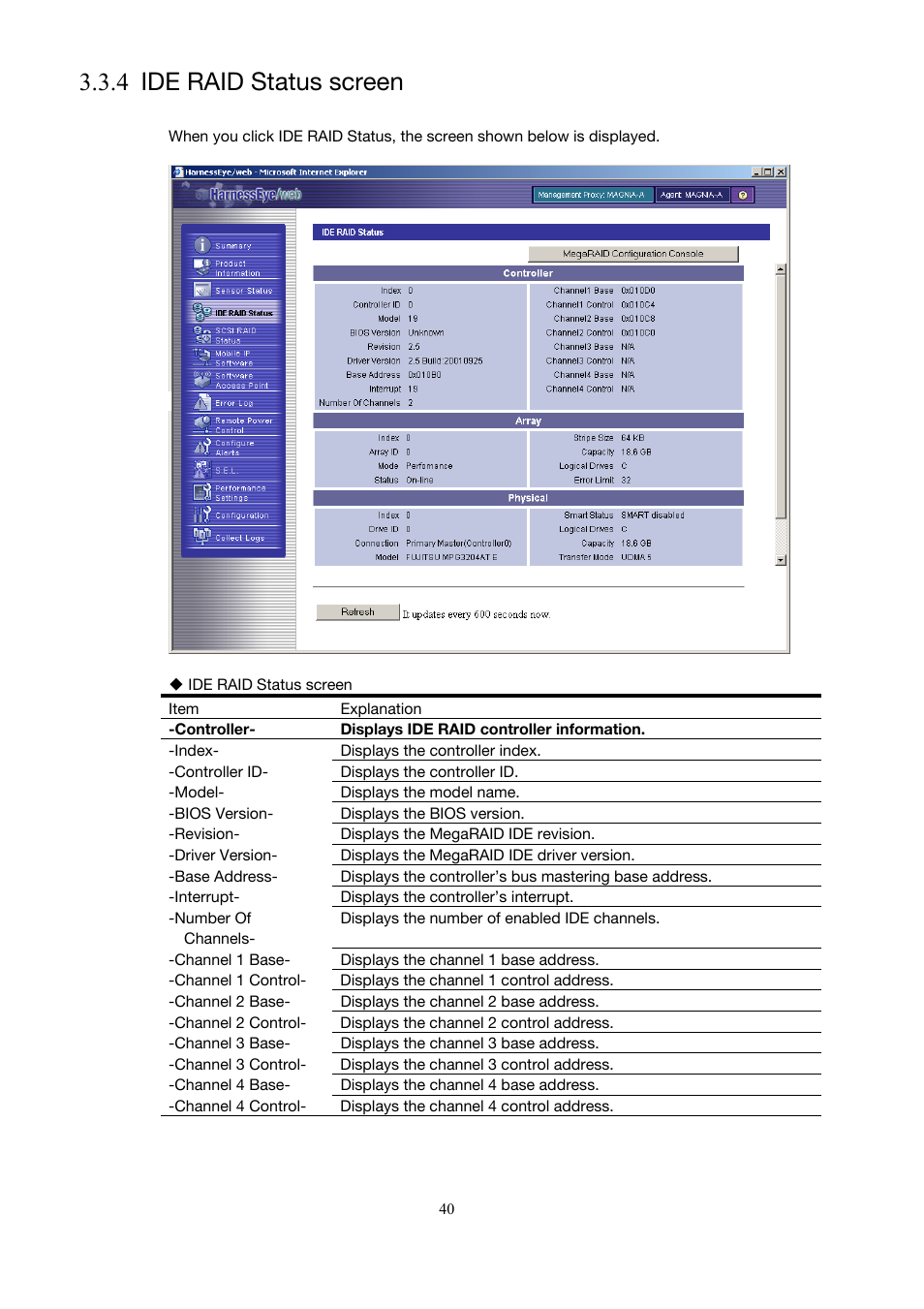 Ide raid status screen, 4 ide raid status screen), 4 ide raid status screen | Toshiba Magnia 3200 User Manual | Page 50 / 145