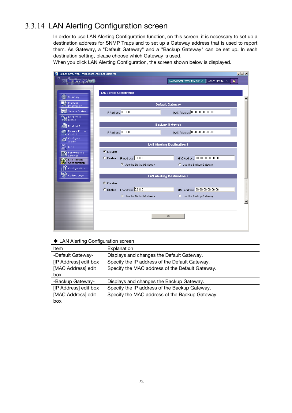 Lan alerting configuration screen, 14 lan alerting configuration screen), 14 lan alerting configuration screen | Toshiba Magnia 3200 User Manual | Page 82 / 145