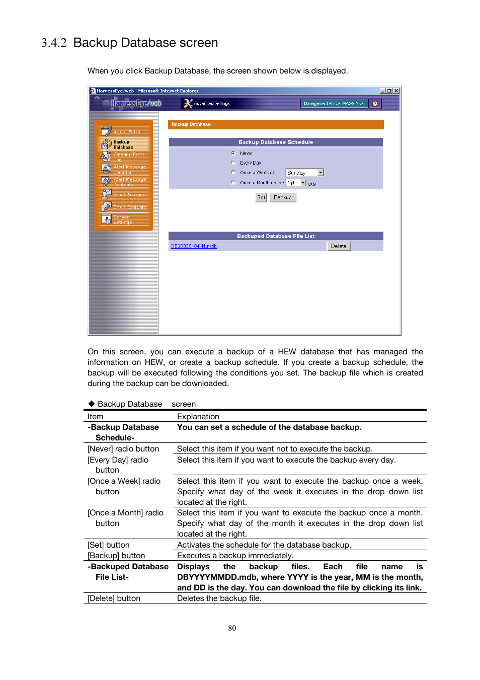 Backup database screen, 2 backup database screen | Toshiba Magnia 3200 User Manual | Page 90 / 145