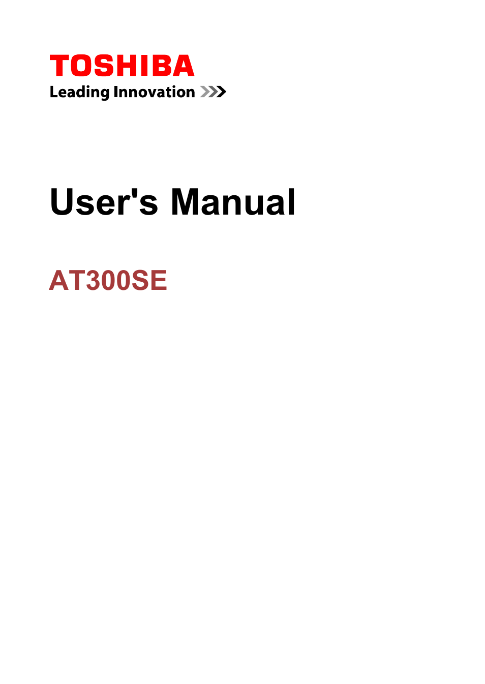 Toshiba AT300SE-B User Manual | 80 pages