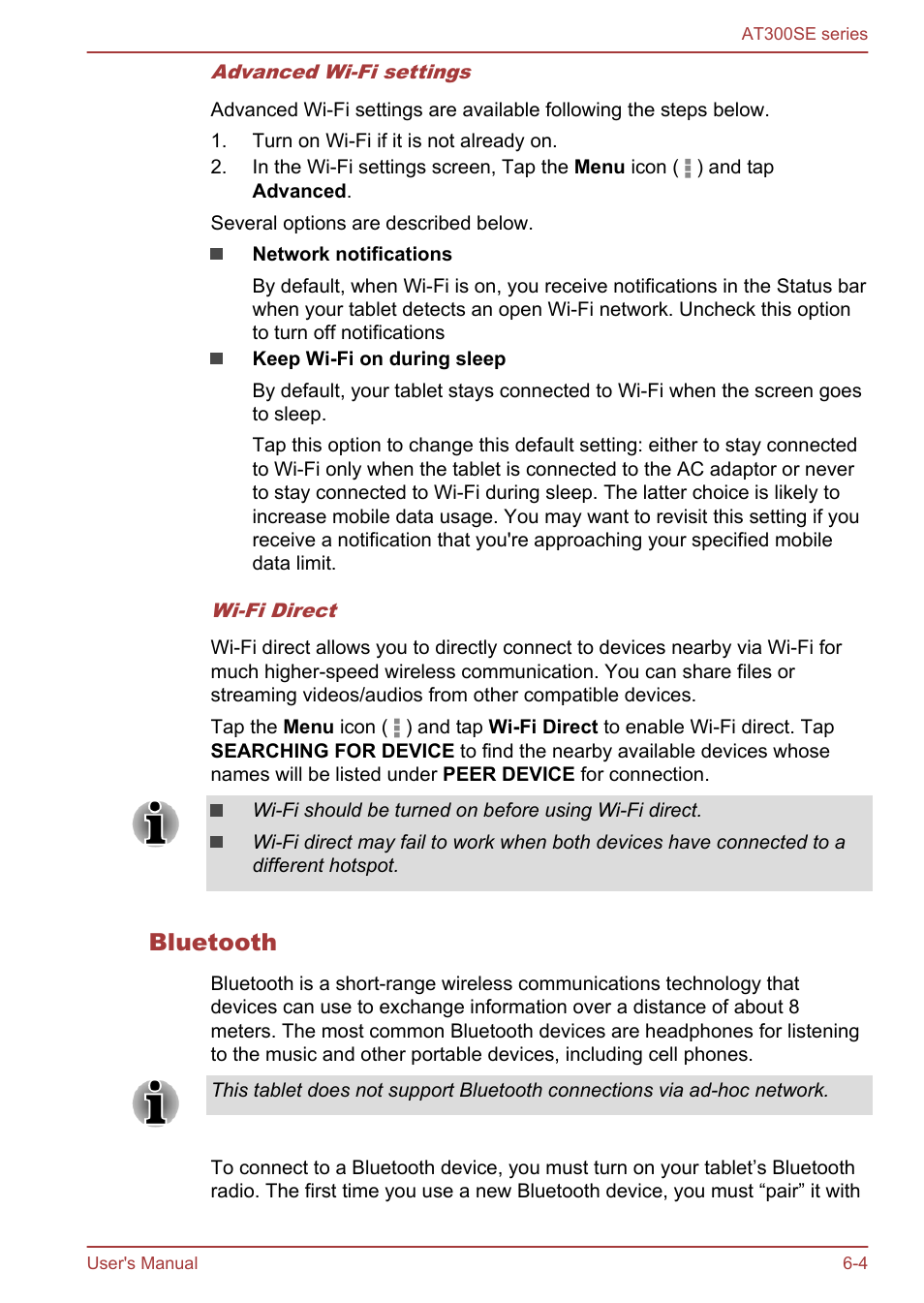 Bluetooth | Toshiba AT300SE-B User Manual | Page 52 / 80