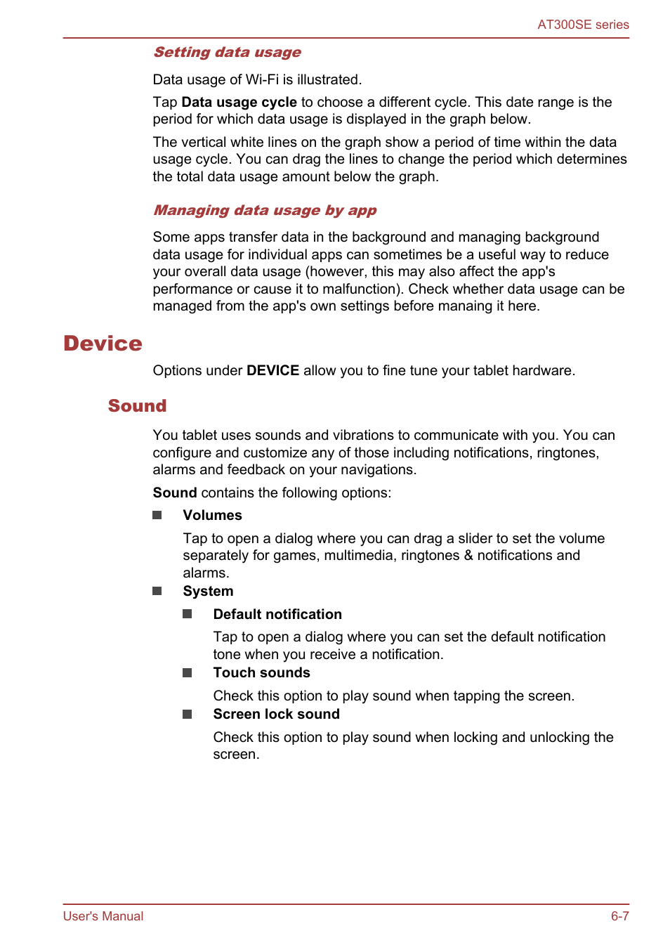 Device, Sound, Device -7 | Toshiba AT300SE-B User Manual | Page 55 / 80