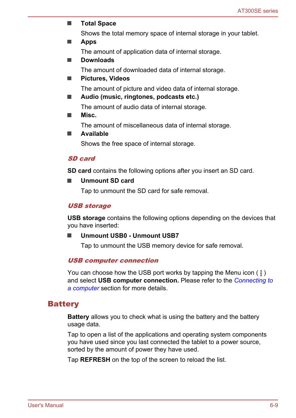 Battery | Toshiba AT300SE-B User Manual | Page 57 / 80