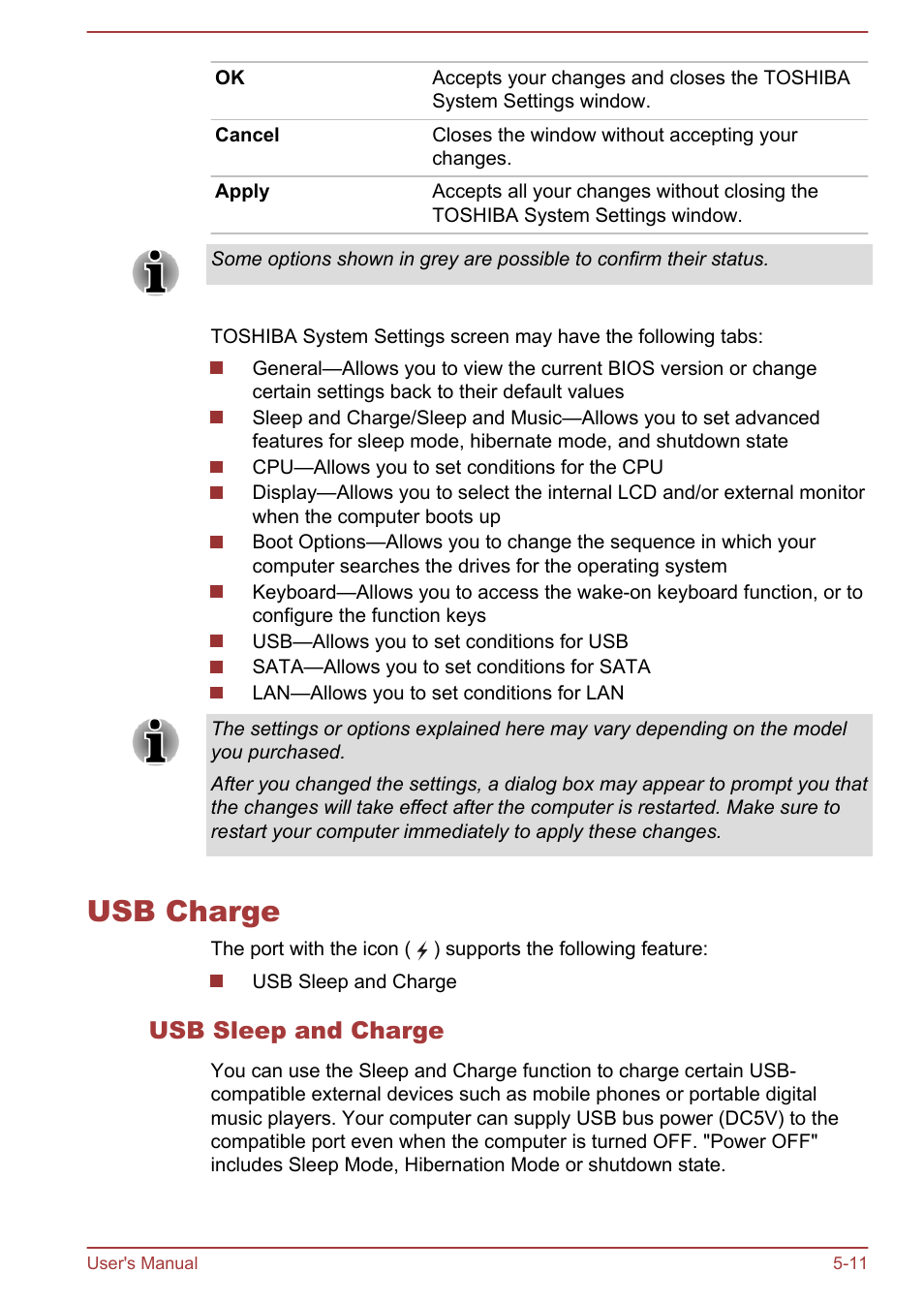 Usb charge, Usb sleep and charge, Usb charge -11 | Toshiba Satellite P70-A User Manual | Page 106 / 159