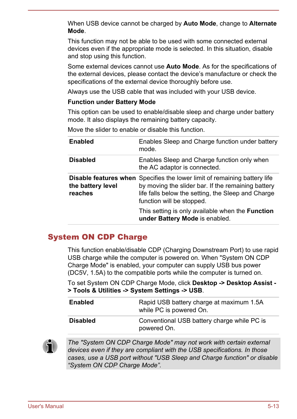 System on cdp charge | Toshiba Satellite P70-A User Manual | Page 108 / 159