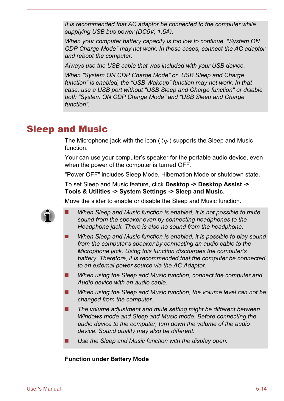 Sleep and music, Sleep and music -14 | Toshiba Satellite P70-A User Manual | Page 109 / 159