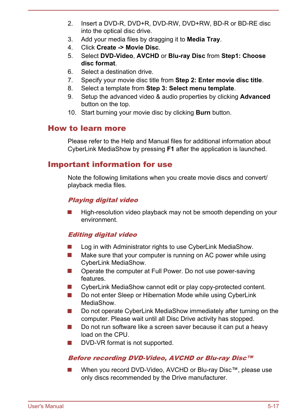 How to learn more, Important information for use | Toshiba Satellite P70-A User Manual | Page 112 / 159